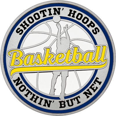 Yellow "Basketball" with Navy Blue Outer Circular Borders